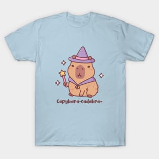 Cute Capybara Wizard Capybaracadabra Funny Pun T-Shirt